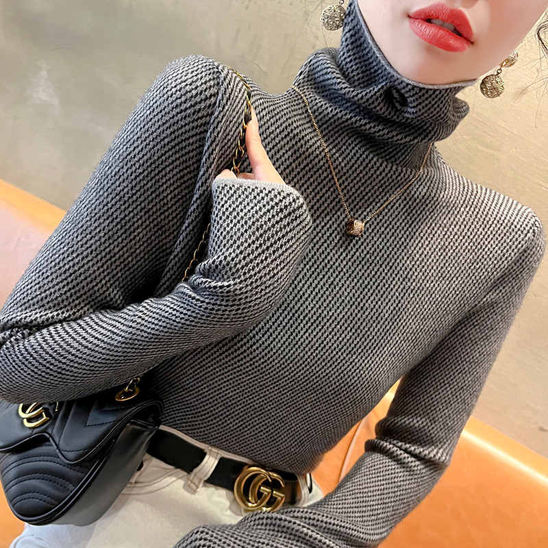 高领毛衣秋冬女款2025新款修身上衣条纹打底衫内搭洋气时髦女装