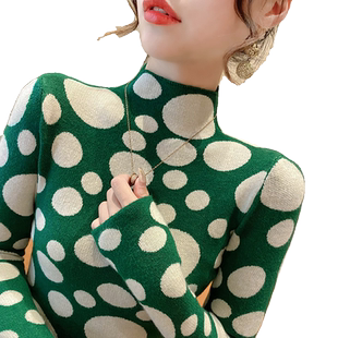 早秋新款2025年爆款半高领针织衫洋气时尚毛衣打底衫女士内搭上衣