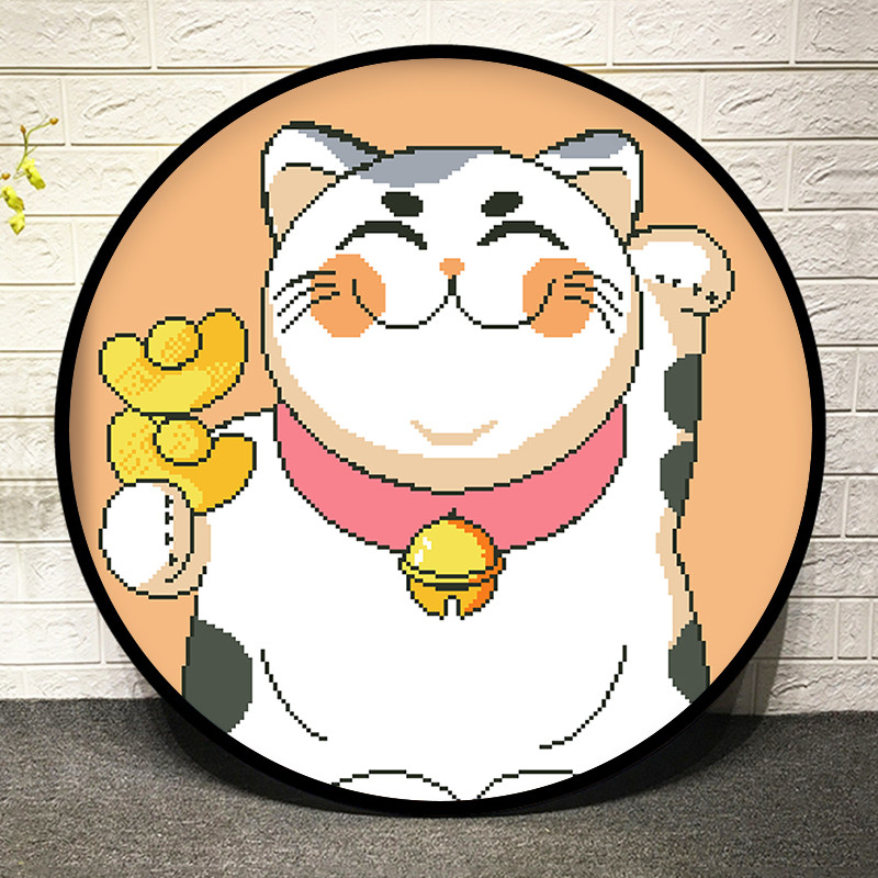 卡通猫咪十字绣新款客厅卧室餐厅动物图案小件手工自己绣满绣刺绣