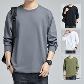 2026春秋季 270g重磅纯棉长袖 T恤男打底衫 圆领纯色内搭宽松卫衣服
