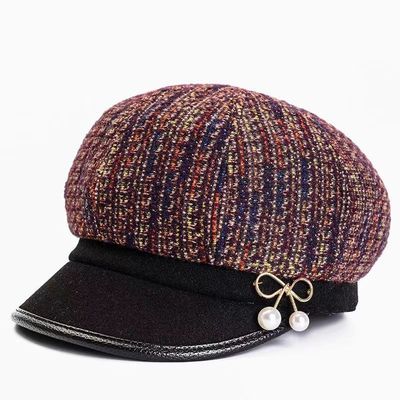 帽子女2025新款秋冬季加厚保暖八角帽鸭舌帽贝雷帽中老年妈妈帽