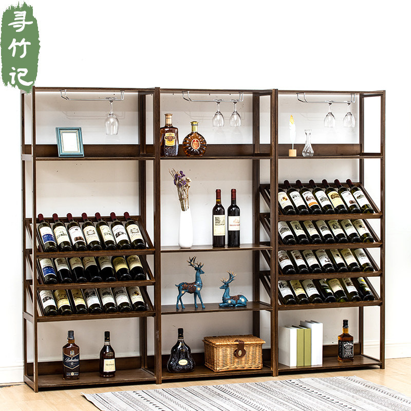 寻竹记酒架落地酒吧酒柜葡萄酒红酒实木收纳置物架展示架酒杯架竹,住宅家具,酒架,淘宝优惠券,粉丝福利购,淘宝优惠卷