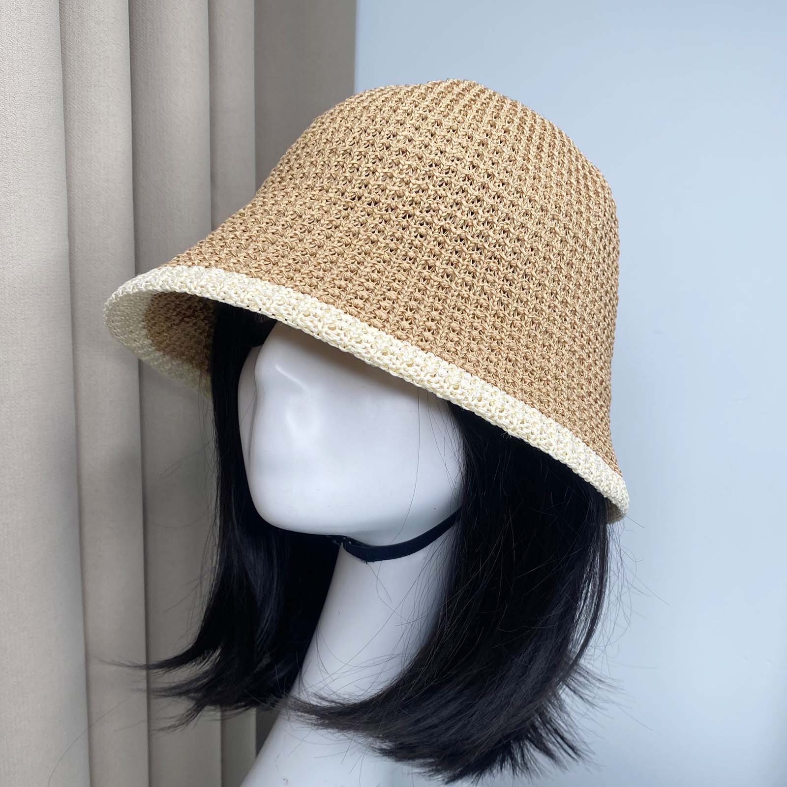 新款可折叠编织盆帽