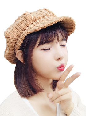 秋冬季灯芯绒休闲风文艺八角帽
