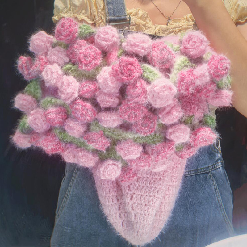 雪妃尔魔法球毛线渐变玫瑰花花束毯子材料包手工制作毛毯diy编织