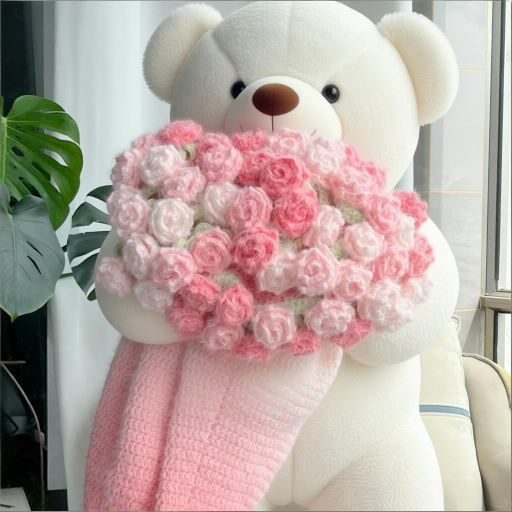 雪妃尔魔法球渐变玫瑰花毯花束毯子材料包手工编织diy钩织新娘