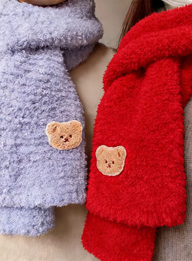 新年红色围巾氛围礼盒围脖加厚韩系毛线手工编制diy珊瑚绒冬季