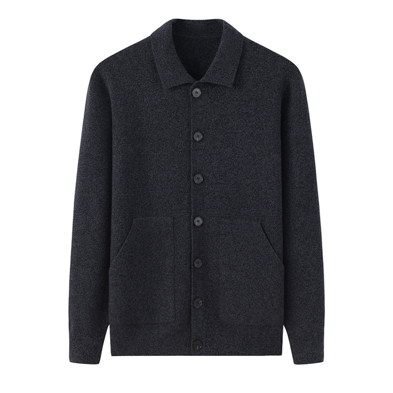 내몽고 가을 겨울 캐시미어 스웨터 남성용 두꺼운 카디건 라펠 단추 재킷 스웨터 중년 및 노인을위한 니트 스웨터