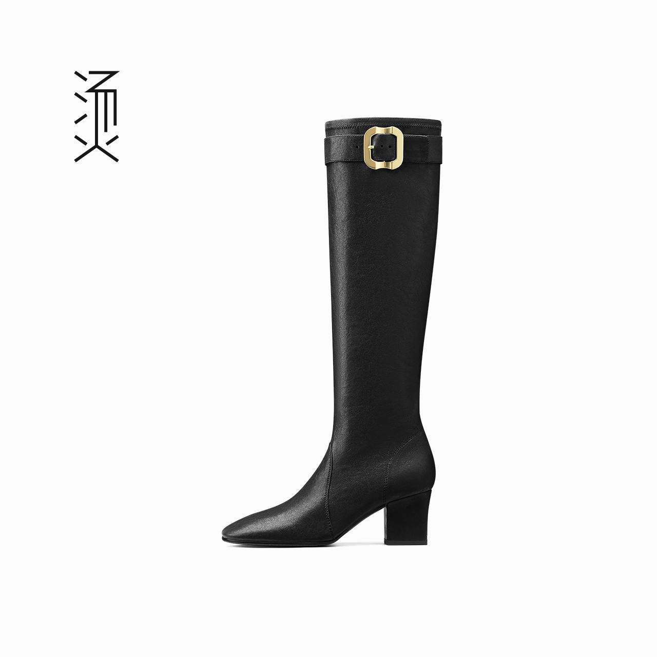 烫粗高跟尖头社交女靴