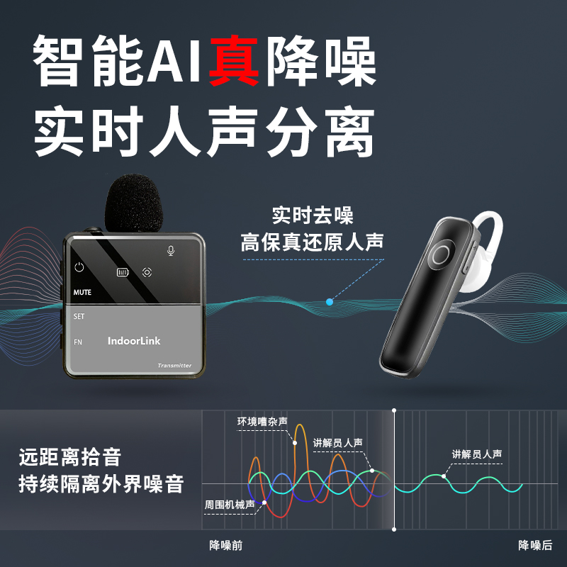 IndoorLink无线讲解器政企接待一对多展馆工厂导游带团讲解设备