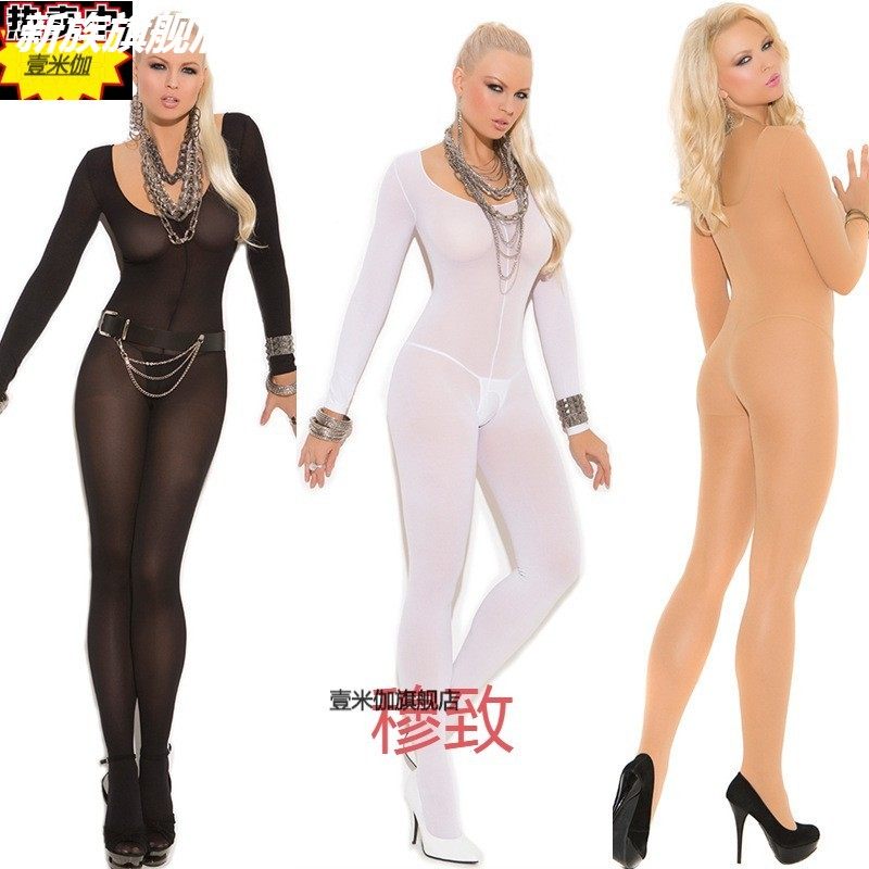 连体衣成人免脱透明睡衣连身袜开档 连体