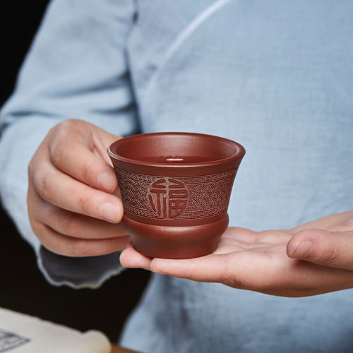 宜兴原矿紫砂杯小茶杯个人手工