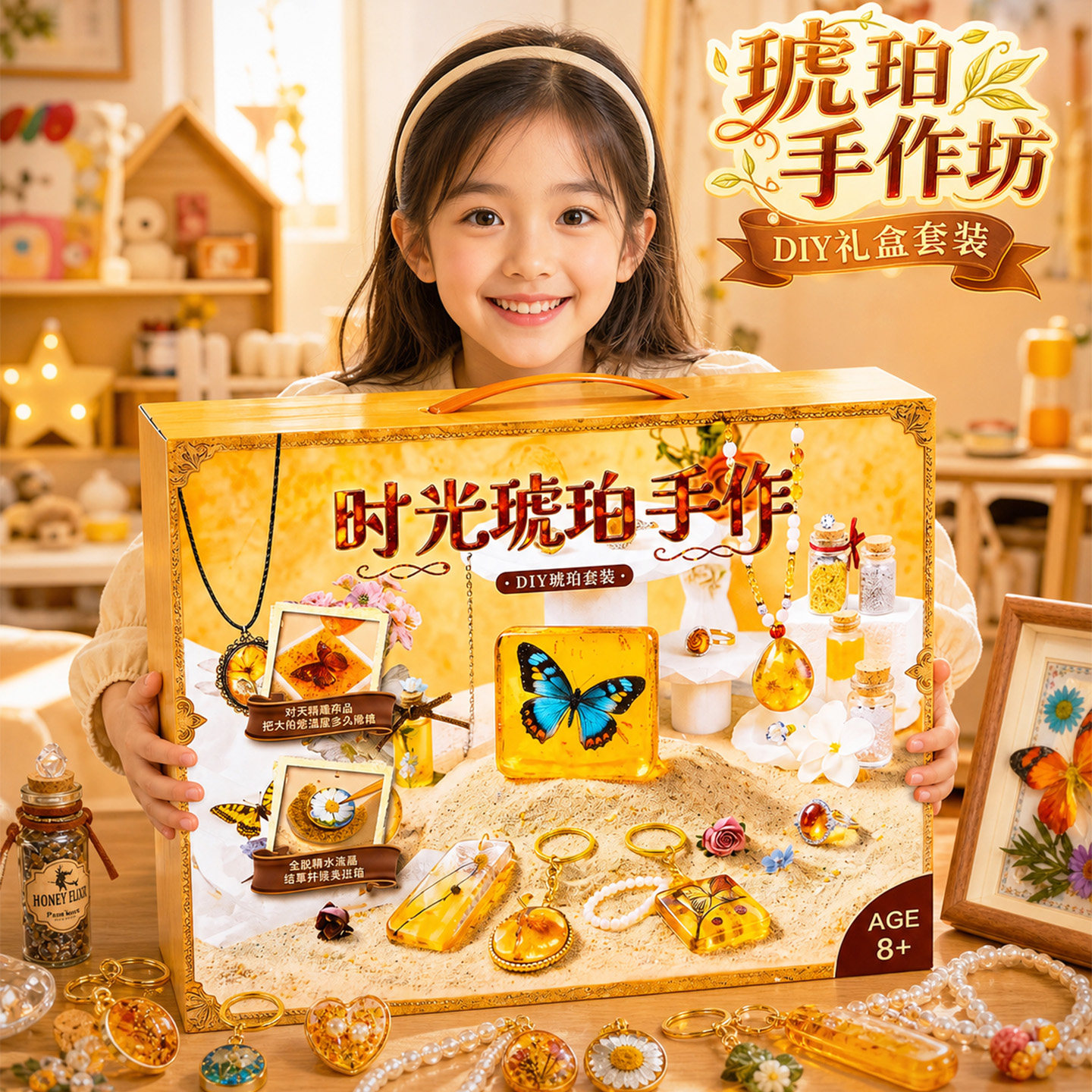 时光琥珀昆虫标本手工制作玩具图片