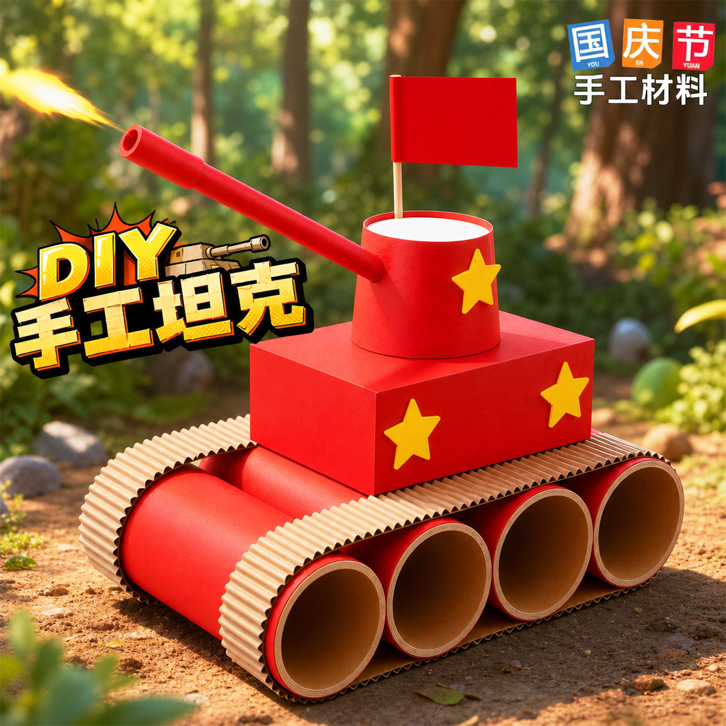 国庆节坦克红色主题手工作品幼儿园diy材料包歼20飞机导弹车模型6