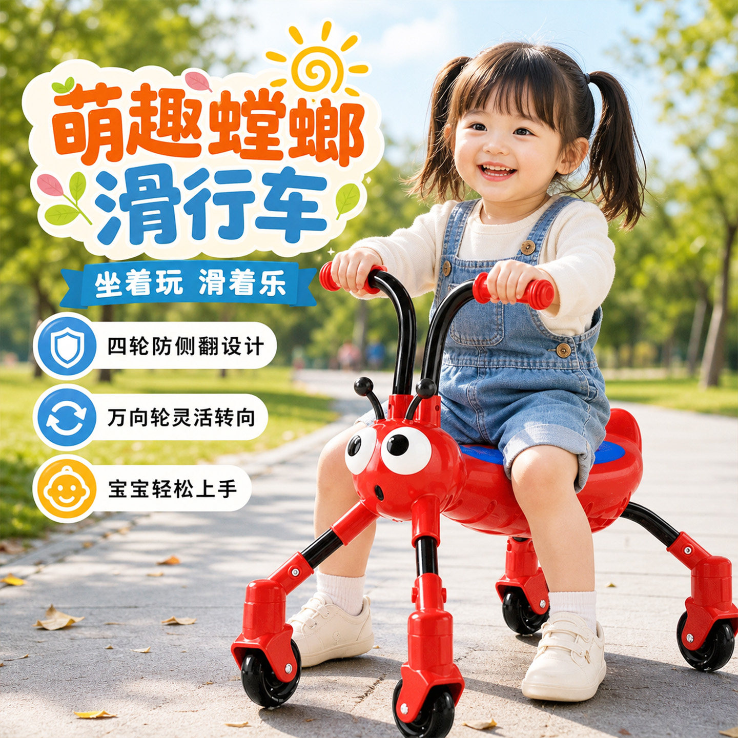 宝宝螳螂车四轮静音扭扭车1到3岁儿童专用万向轮防侧翻学步平衡车