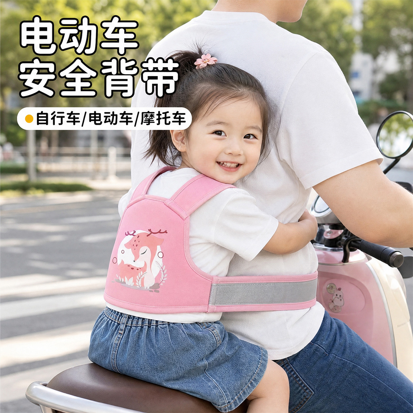 儿童汽车安全背带可调节绑带骑车图片