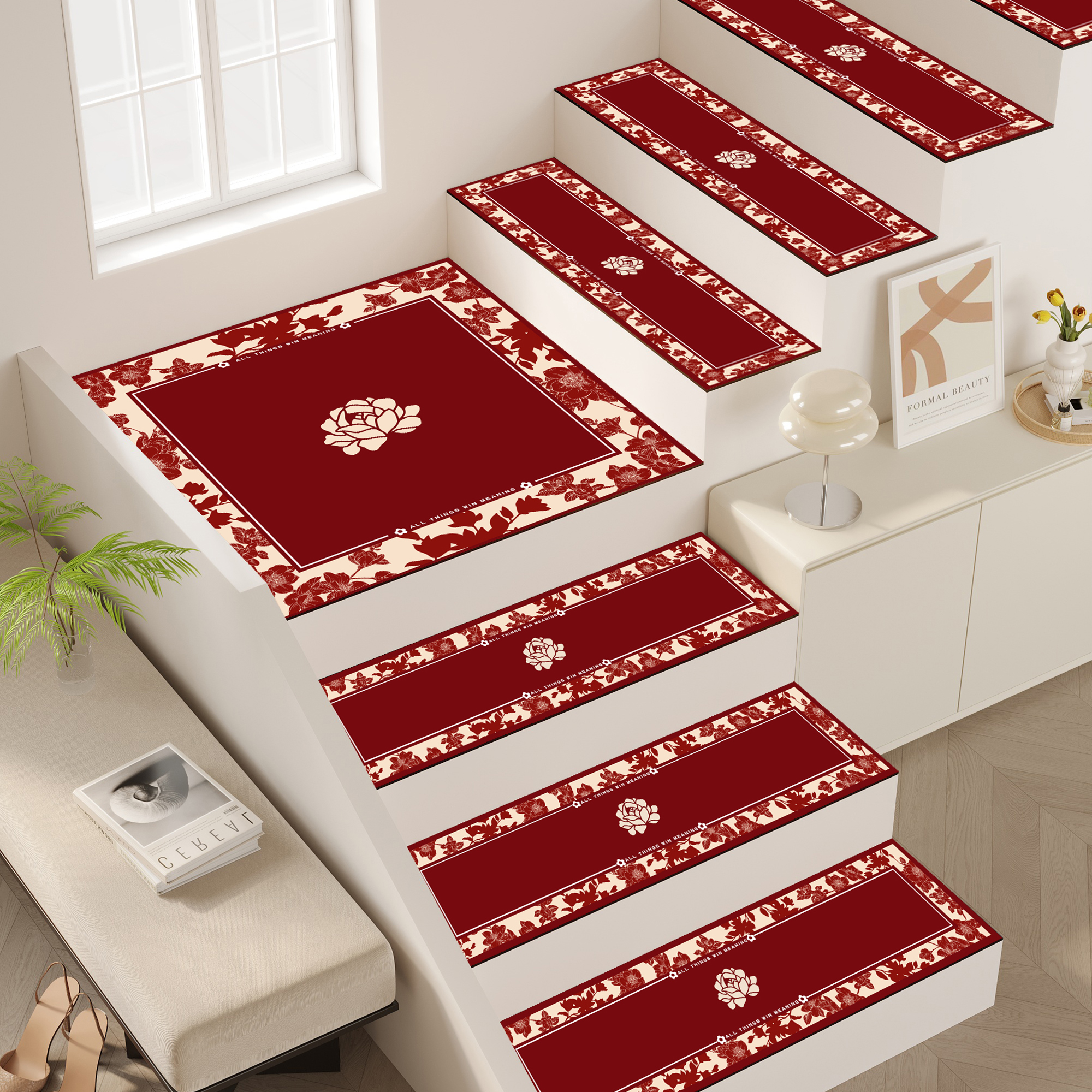 新中式楼梯踏步垫可擦免洗可定制