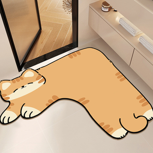 卡通转角L型浴室地垫厕所卫生间门口吸水防滑脚垫硅藻泥进门地毯