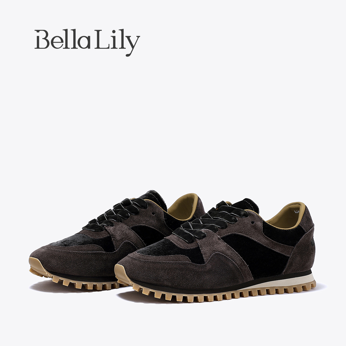 BellaLily冬季新款软底绒面阿甘鞋女百搭休闲鞋低帮平底鞋子