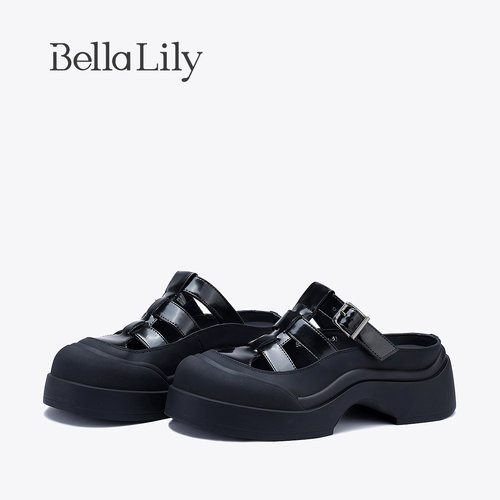 bellalily欧美厚底增高包头拖鞋