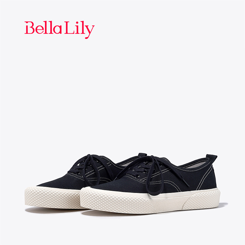 bellalily复古平底透气帆布鞋