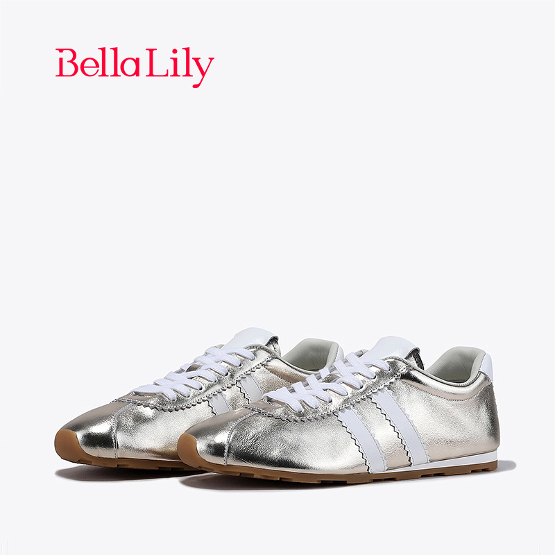 bellalily时尚平底金色德训鞋