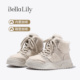 高帮休闲鞋 加绒保暖牛皮鞋 通勤百搭厚底板鞋 BellaLily冬新款