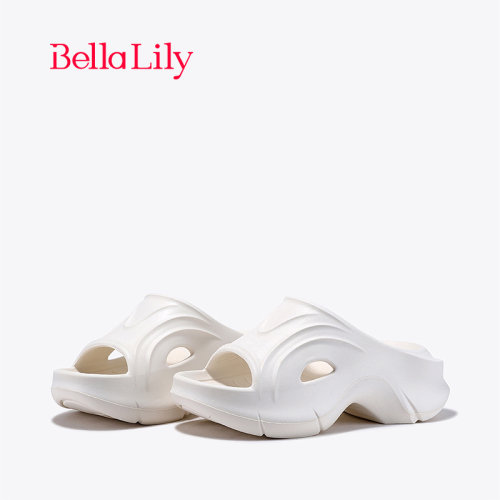bellalily时尚厚底增高一字拖鞋