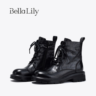 女靴街头帅气中筒靴 英伦风马丁靴复古美式 BellaLily秋季 新款