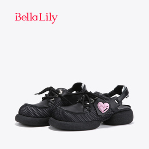 BellaLily新款轻便镂空休闲鞋女魔术贴后拌带凉鞋厚底单鞋