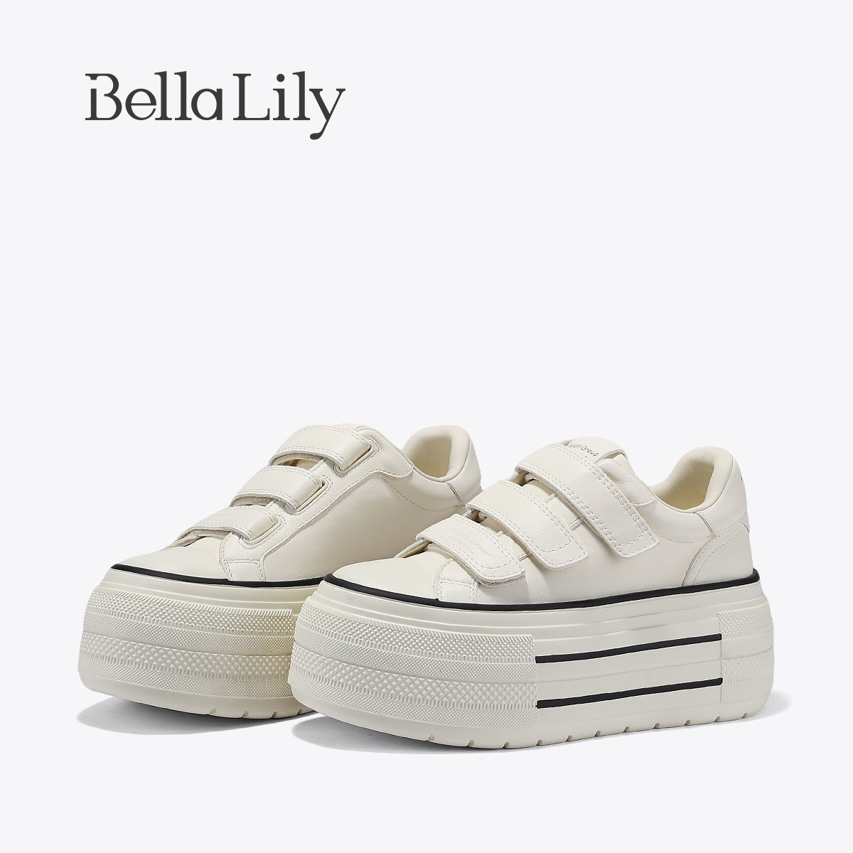 BellaLily2026冬季新款韩版时尚百搭小白鞋潮流休闲鞋魔术贴女鞋