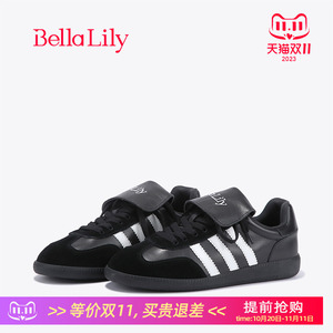 BellaLily2023新款平底刺绣德训鞋女显瘦百搭板鞋透气休闲潮鞋
