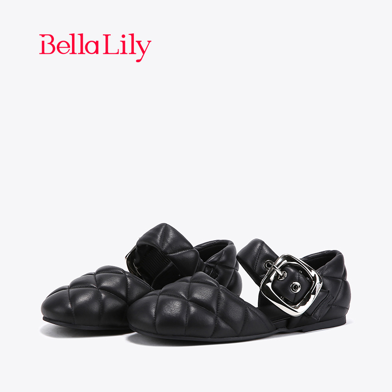bellalily甜美风平底面包凉鞋