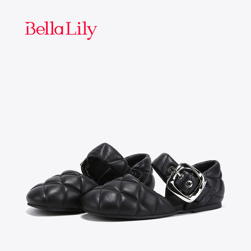 bellalily甜美风平底面包凉鞋
