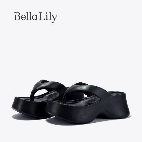 BellaLily2025夏季新款踩屎感增高人字拖女舒适厚底凉拖轻便拖鞋