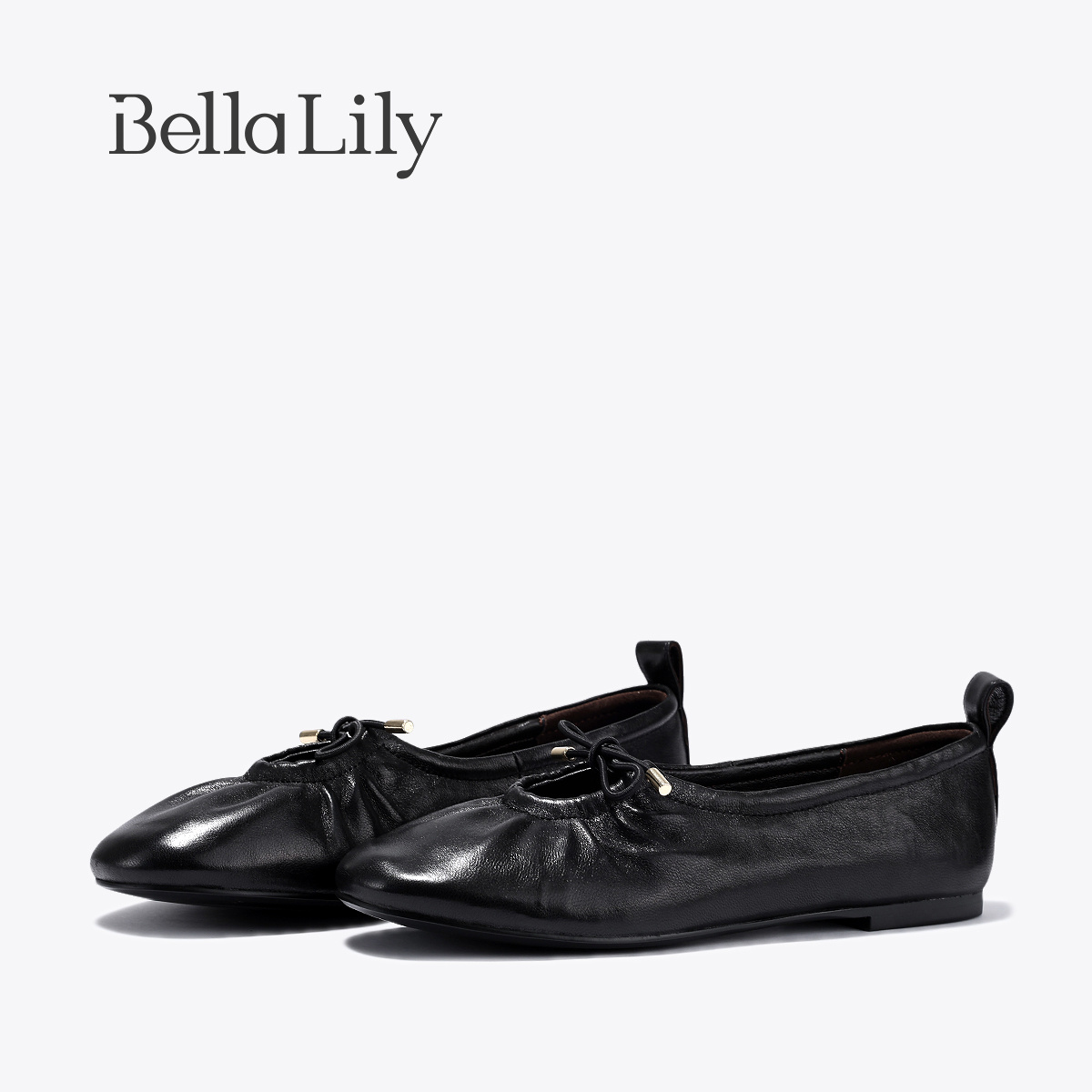 BellaLily2025夏季新款芭蕾舞单鞋女褶皱小羊皮法式浅口平底鞋子