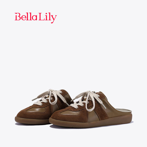 bellalily复古平底外穿包头拖鞋