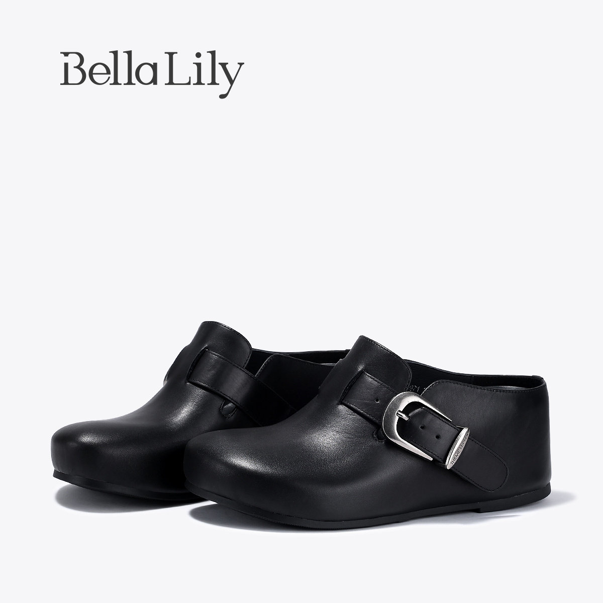 BellaLily2026春季新款通勤百搭勃肯鞋包头半拖鞋女牛皮增高单鞋,女鞋,包头拖,淘宝优惠券,粉丝福利购,淘宝优惠卷