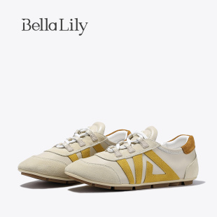 街头潮鞋 BellaLily2025秋季 牛皮舒适阿甘鞋 清新芭蕾风德训鞋 新款