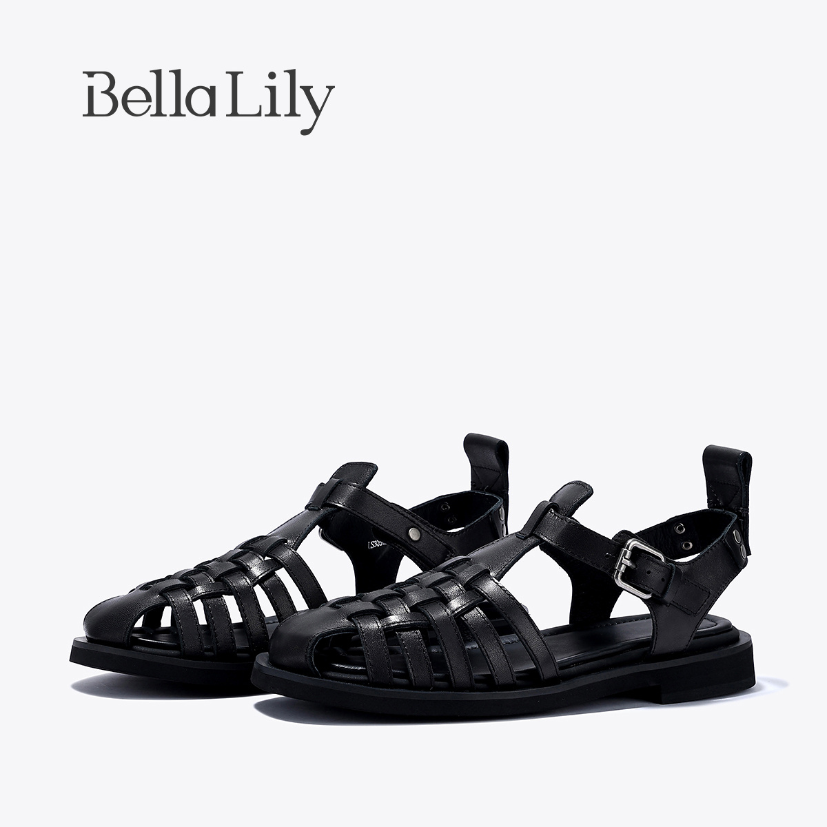 BellaLily2025夏季新款镂空潮流凉鞋女时尚休闲罗马鞋沙滩猪笼鞋