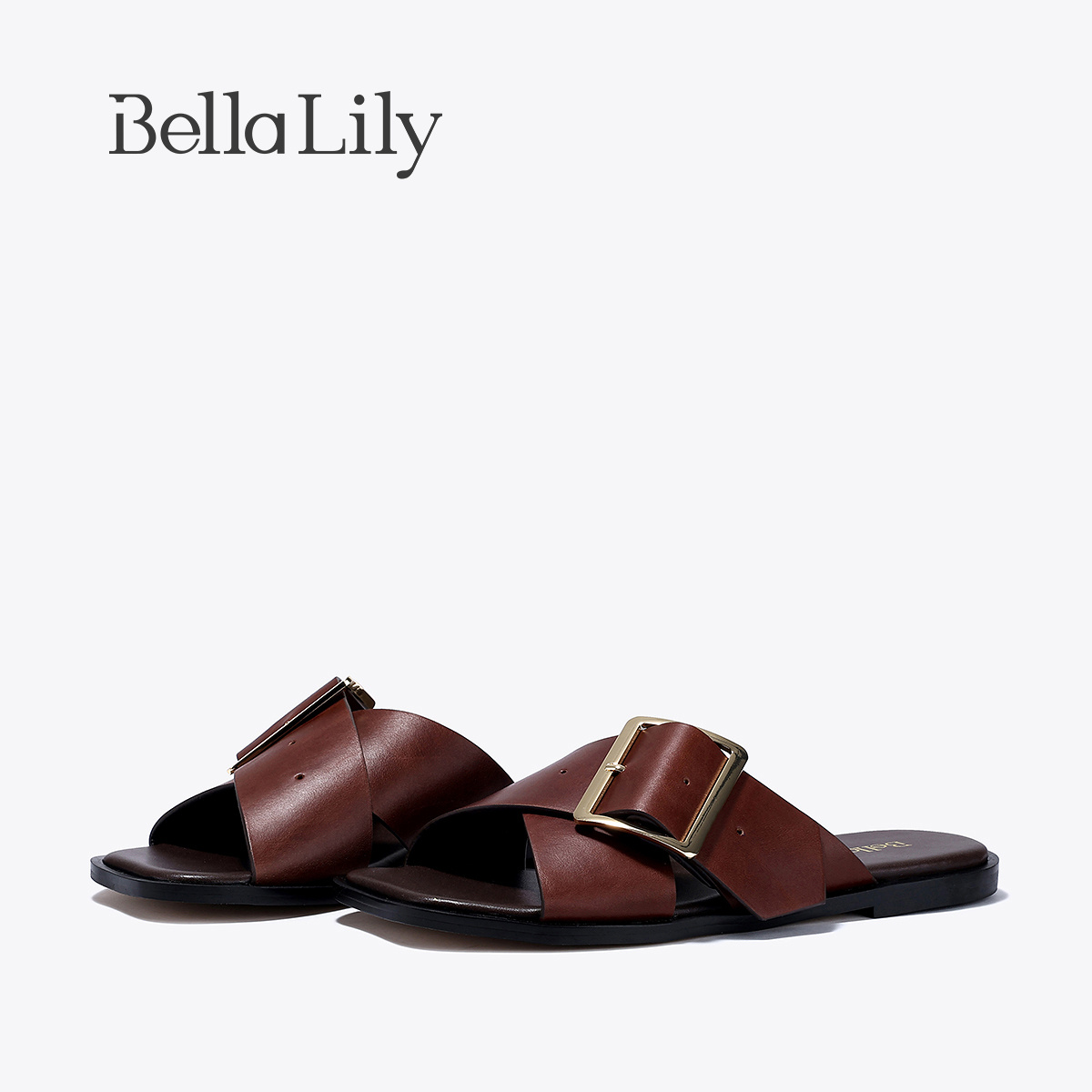 BellaLily2025夏季新款气质复古女鞋时尚交叉拖鞋外穿平底凉鞋潮