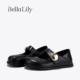 新款 韩版 浅口单鞋 BellaLily2026春季 一字扣羊皮玛丽珍圆头平底鞋