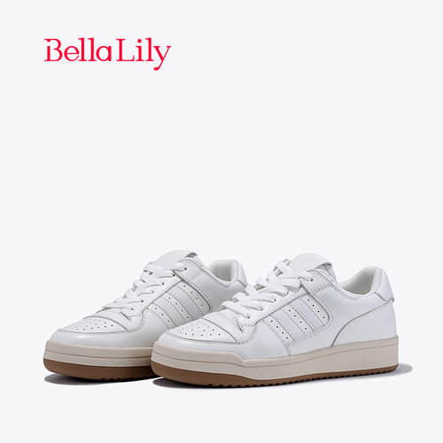 bellalily时尚厚底牛皮小白鞋