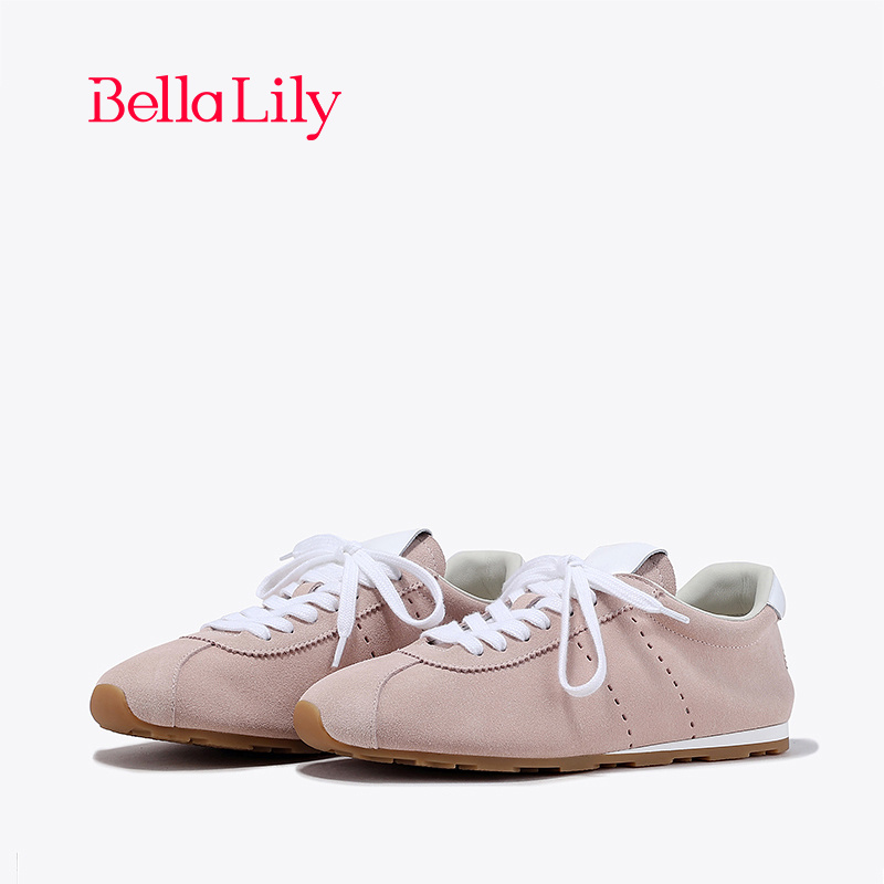 bellalily时尚平底粉色德训鞋