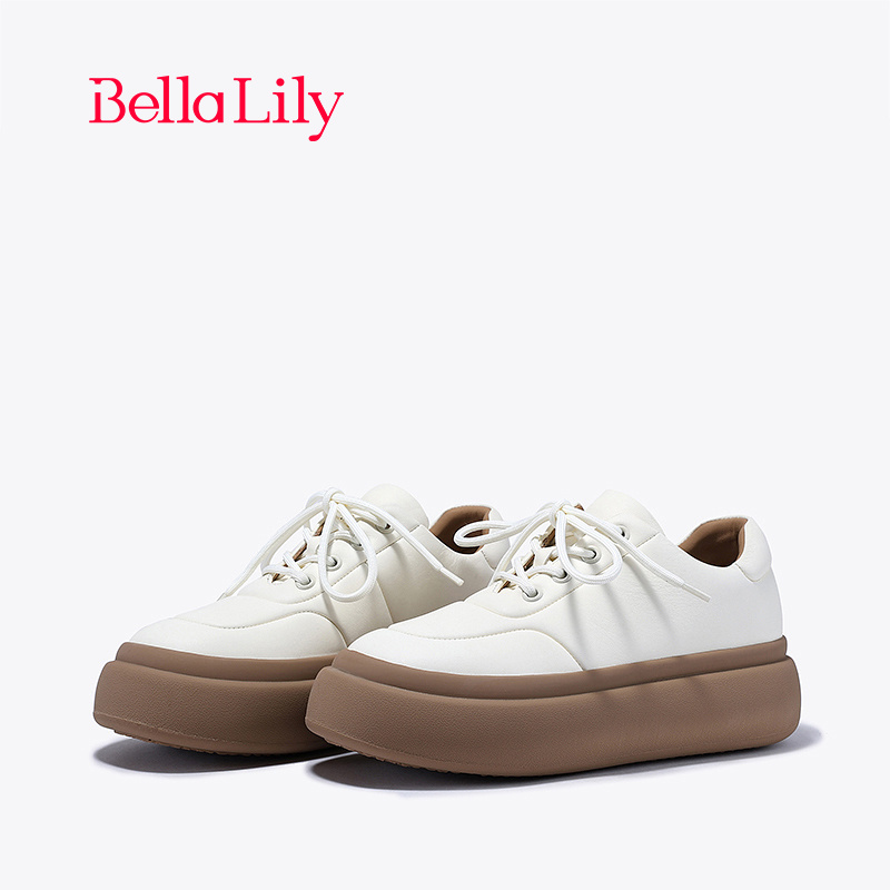 bellalily休闲厚底增高小白鞋