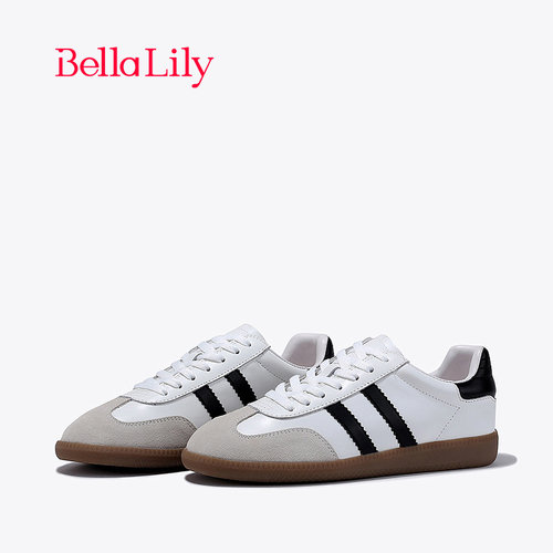 bellalily休闲平底牛皮德训鞋