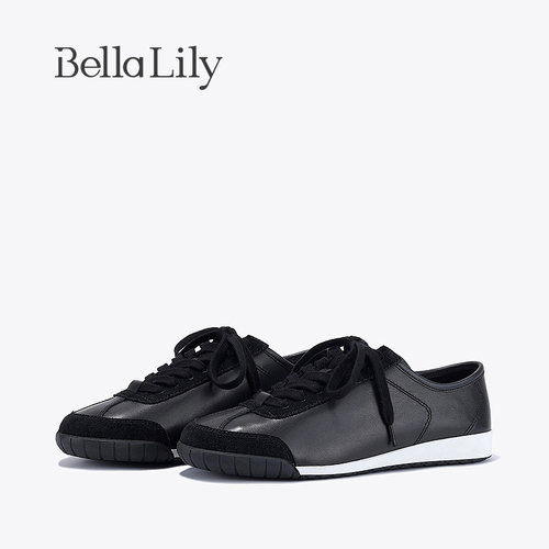 bellalily休闲平底黑色德训鞋