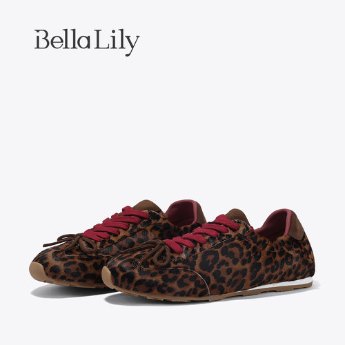 BellaLily2026冬季新款小众ins风阿甘德训鞋女潮流豹纹运动休闲鞋