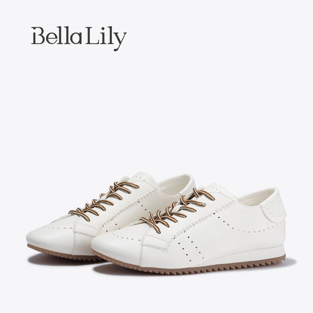 BellaLily2025冬季新款百搭牛皮阿甘鞋女内增高小白鞋运动休闲鞋