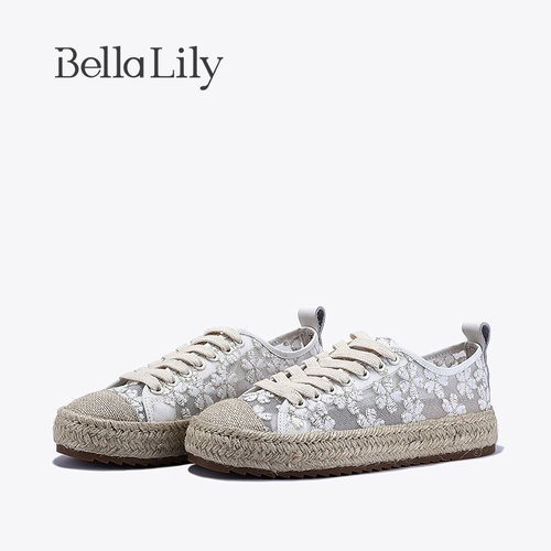 bellalily复古平底蕾丝渔夫鞋